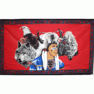 Eagle Wolf Indian Flag Large